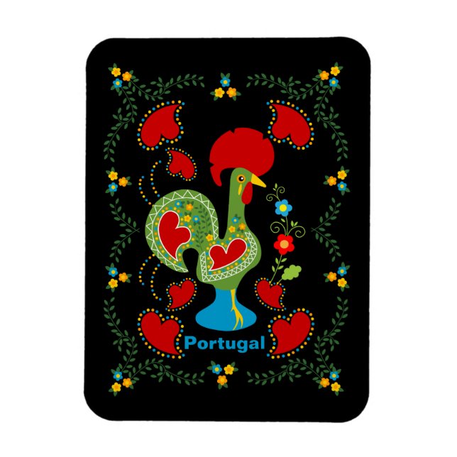 Portugiesisches Glücksroster in grüner Farbe Magnet (Vertikal)