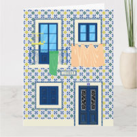 Portugiesisches Haus mit Kacheln und Vogel