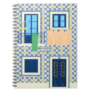Portugiesisches Haus mit Kacheln und Vogel Notizblock