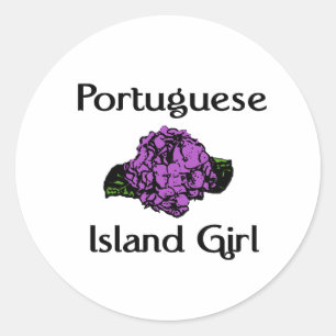 Portugiesisches Insel-Mädchen ~ lila Hydrangea Runder Aufkleber