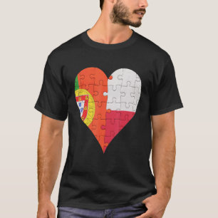 Portugiesisches polnisches Flaggenherz T-Shirt