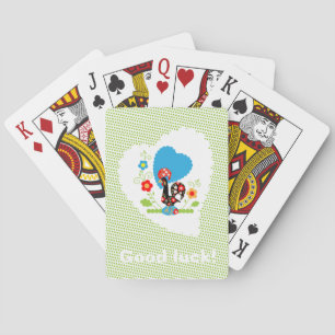 Portugiesisches Rooster mit hellgrünen Polka Punkt Spielkarten
