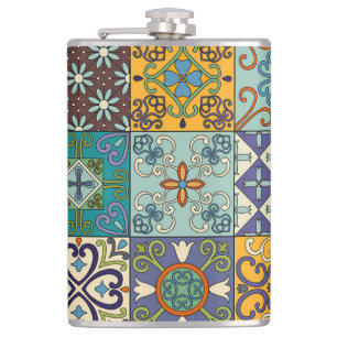 Portugiesisches Talavera-Fliesendesign Flachmann