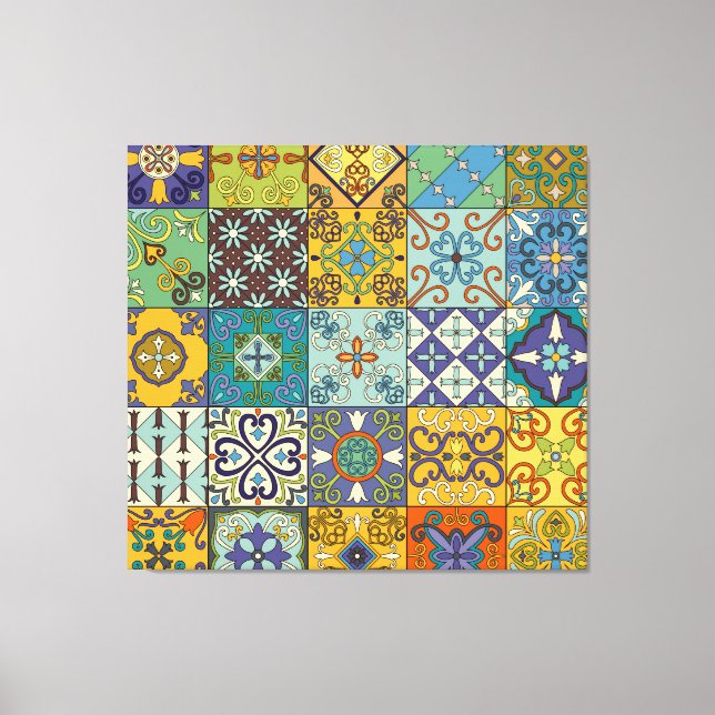 Portugiesisches Talavera Tile Design Leinwanddruck (Vorderseite)