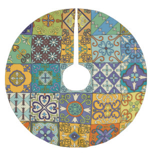 Portugiesisches Talavera Tile Design Polyester Weihnachtsbaumdecke