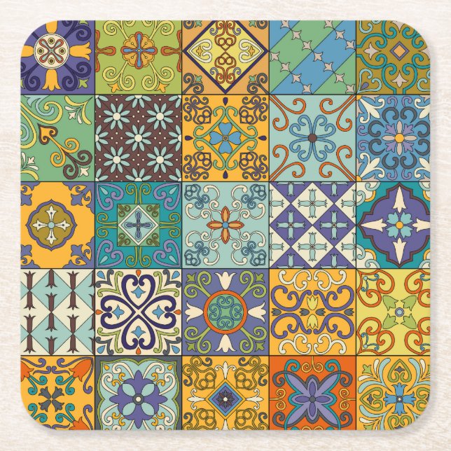 Portugiesisches Talavera Tile Design Rechteckiger Pappuntersetzer (Vorderseite)