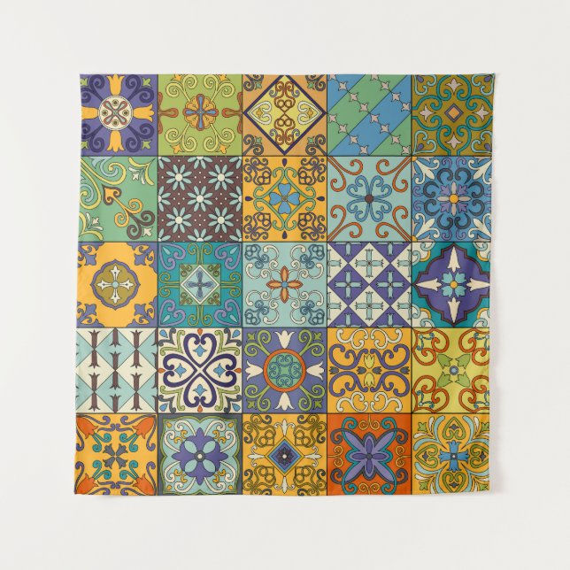 Portugiesisches Talavera Tile Design Wandteppich (Vorderseite)