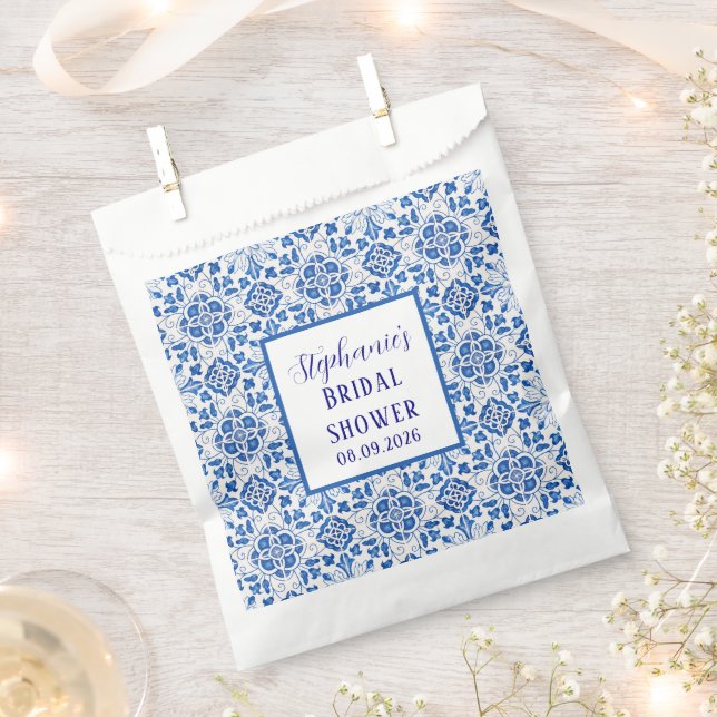 Portugiesisches Tiles Blue Mediterranes Brautparty Geschenktütchen (Ausgeschnitten)