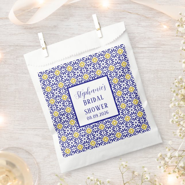 Portugiesisches Tiles Blue Mediterranes Brautparty Geschenktütchen (Ausgeschnitten)