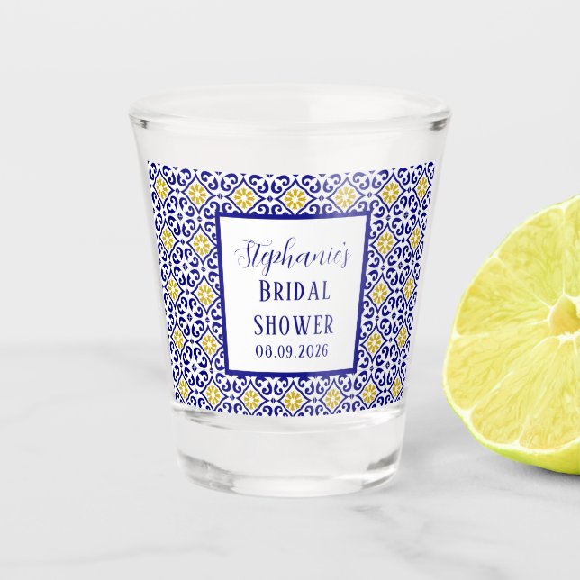 Portugiesisches Tiles Blue Mediterranes Brautparty Schnapsglas (Vorderseite)