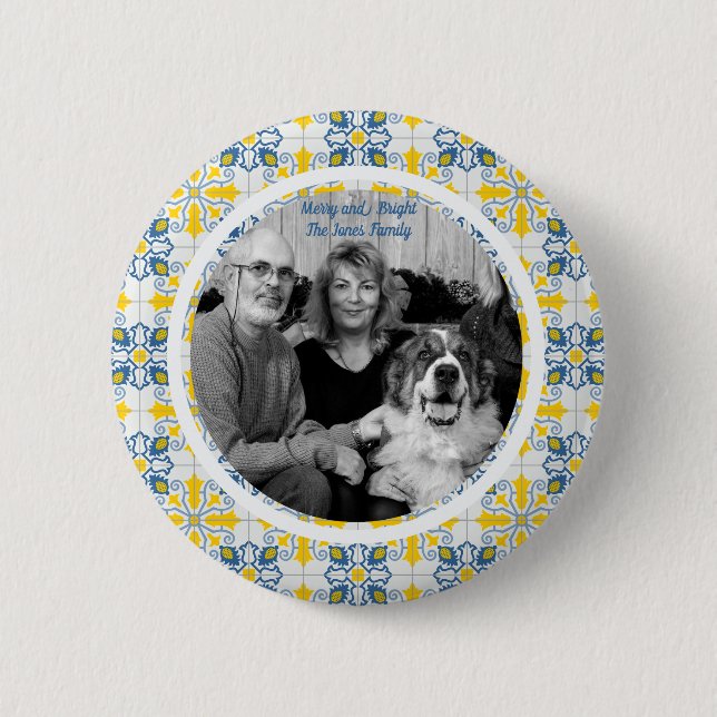 Portugiesisches Tiles-Foto für Weihnachtsferien Button (Vorderseite)