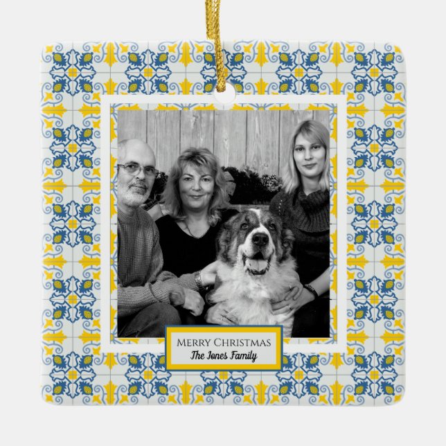 Portugiesisches Tiles-Foto für Weihnachtsferien Keramikornament (Vorderseite)