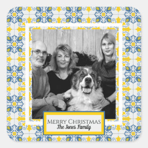 Portugiesisches Tiles-Foto für Weihnachtsferien Quadratischer Aufkleber