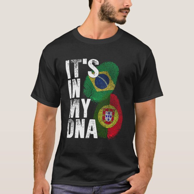 Portugiesisches und brasilianisches Misch-DNA-Flag T-Shirt (Vorderseite)