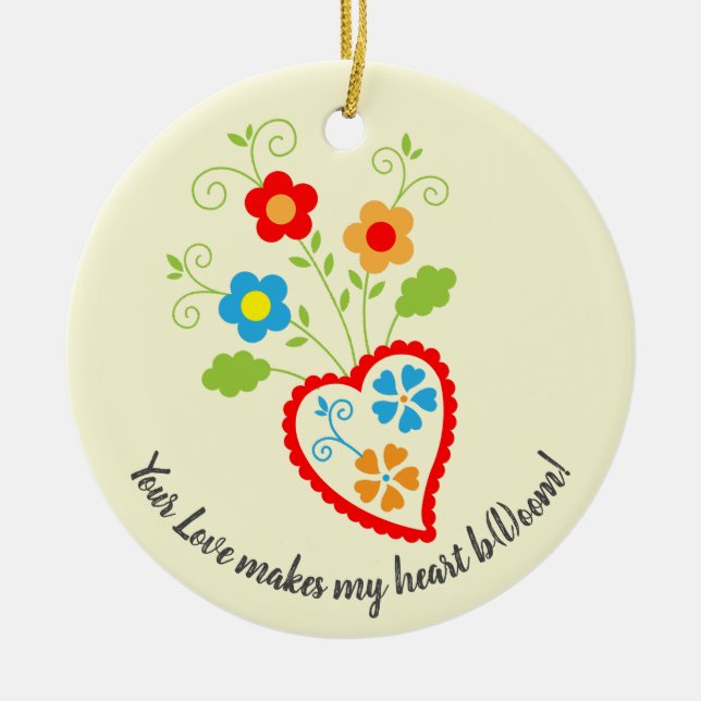 Portugiesisches Volksherz mit dem Wort saudade Keramik Ornament (Vorne)