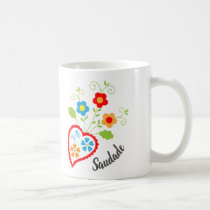 Portugiesisches Volksherz mit saudade Wort Kaffeetasse