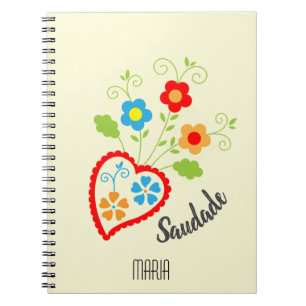 Portugiesisches Volksherz mit saudade Wort Notizblock