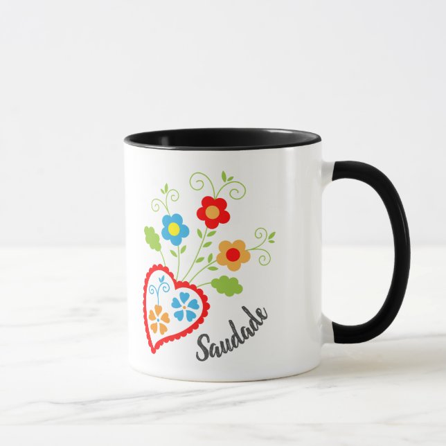Portugiesisches Volksherz mit saudade Wort Tasse (Rechts)