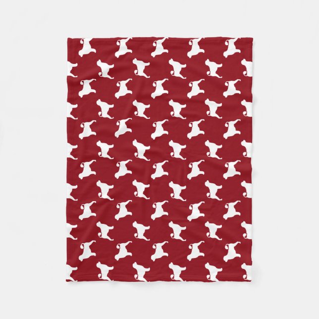 Portugiesisches Wasser-HundeSilhouette-Muster-Rot Fleecedecke (Vorderseite)