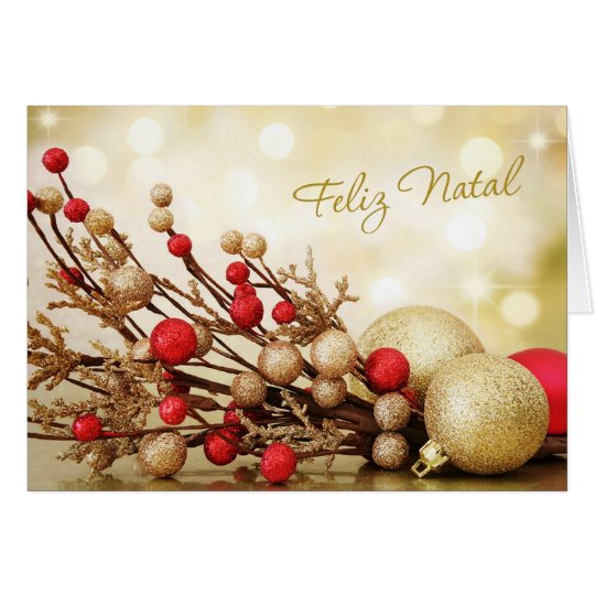 Portugiesisches Weihnachten - Rot und Goldflitter Karte