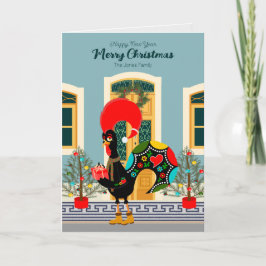 Portugiesisches Weihnachtshaus mit Rooster-Grüße Karte