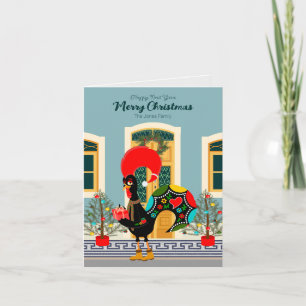 Portugiesisches Weihnachtshaus mit Rooster-Grüße Karte