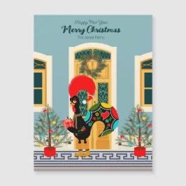 Portugiesisches Weihnachtshaus mit Rooster-Grüße Magnetkarte