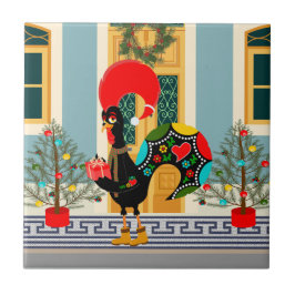Portugiesisches Weihnachtsschmuckhaus mit Rooster Fliese