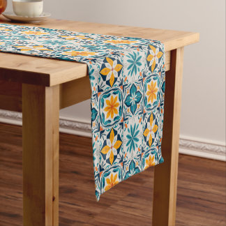 Portuguese Azulejo Tile Table Runner – Blue & Yell Kurzer Tischläufer