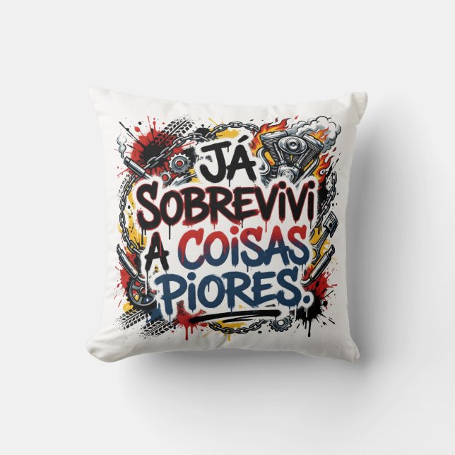 Portuguese biker quote – graffiti  kissen (Vorderseite)