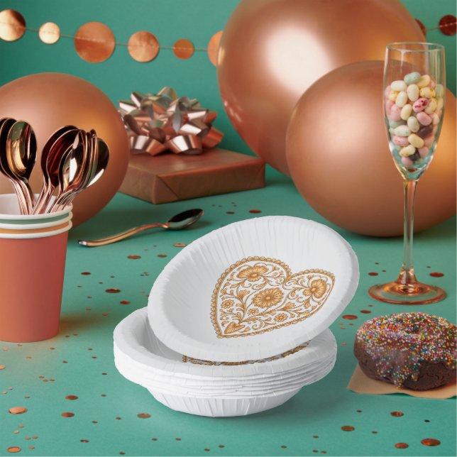 Portuguese Filigree Heart Paper Plate – Elegant Go Pappteller (Multi)