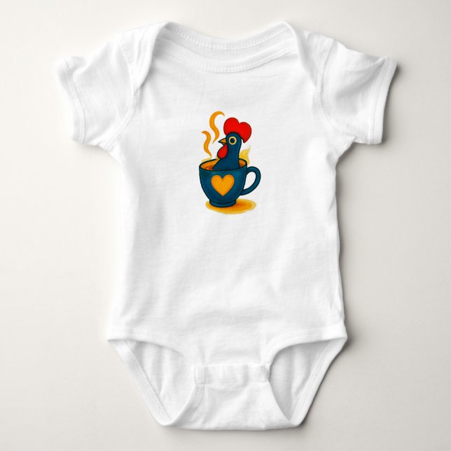 Portuguese Galo de Barcelos Coffee Baby Bodysuit – Strampler (Vorderseite)