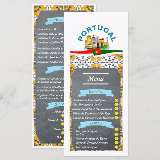 Portuguese Restaurant Menu Menükarte (Vorne/Hinten)