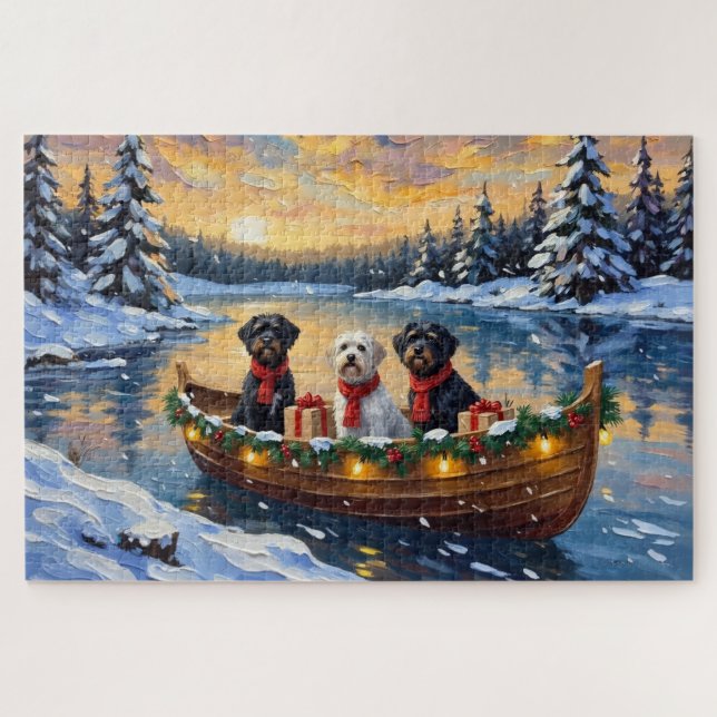 Portuguese Water Dog Christmas Boat Holiday (Horizontal)