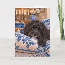 Portuguese Water Dog Hanukkah Card