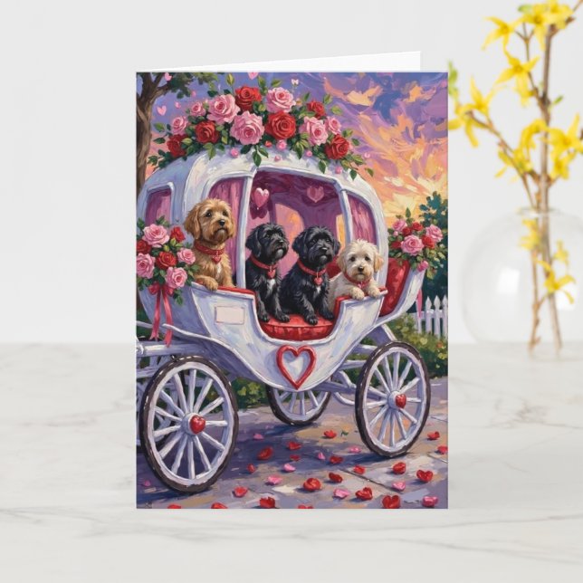 Portuguese Water Dog Valentine's Day Karte (Gelbe Blume)