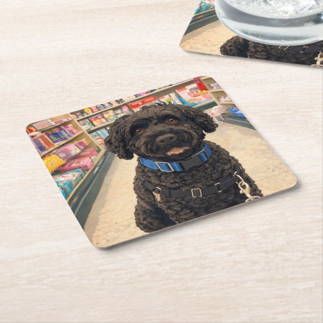Portuguese Water Dogs Anime Anemi Paper Coasters Rechteckiger Pappuntersetzer (angewinkelt)