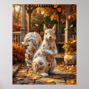 Porzellan Eichhörnchen Eichen Garten Poster