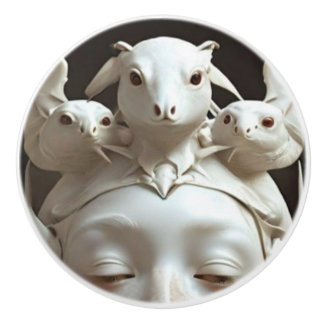 Porzellan Gesicht mit Gothic Kreaturen Keramikknauf
