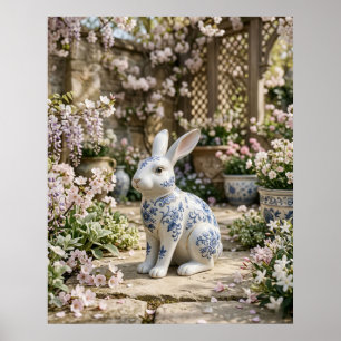 Porzellan Kaninchen Blüte Ruhig Poster
