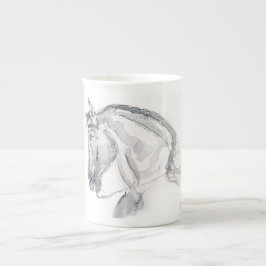 Porzellan-Tasse mit Pferdedarstellung Prozellantasse