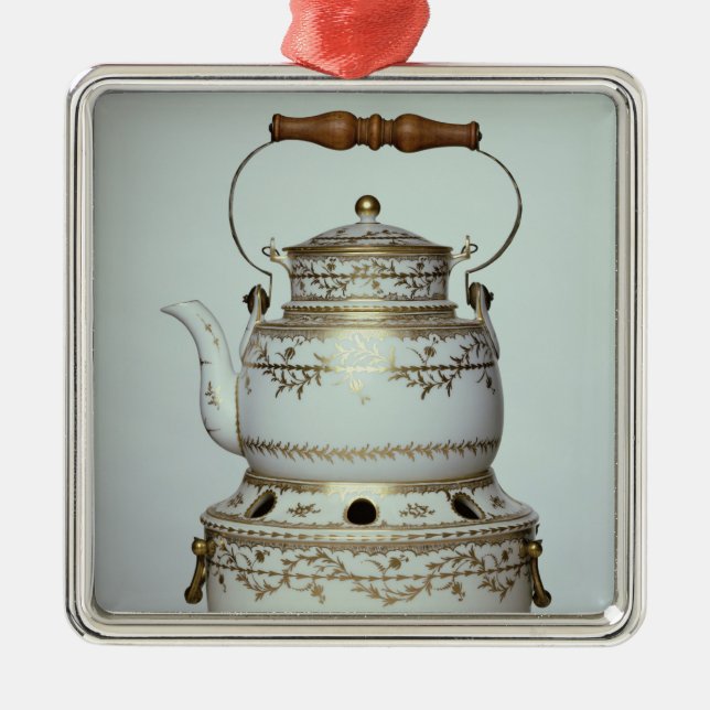 Porzellankessel und -stand Louis XVI herein Ornament Aus Metall (Vorne)