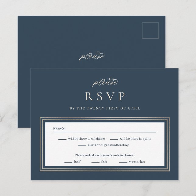 POS Border Wedding RSVP Antwortkarte Postkarte (Vorne/Hinten)