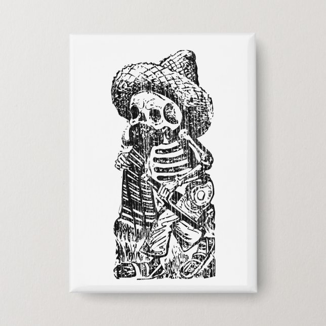 Posada Calavera mit Schnurrbart und Tequila Button (Vorderseite)