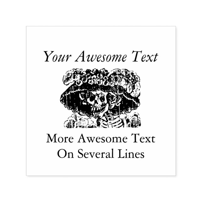 Posada Calavera Skull catrina Letterpress Stil Permastempel (Design)
