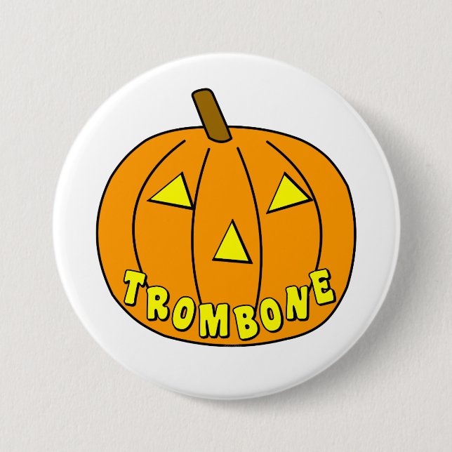 Posaune Halloween Kürbis Button (Vorderseite)