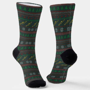 Posaune hässliches Weihnachtspullover-Muster Feier Socken