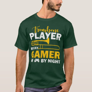 Posaunist bei Tag Gamer bei Nacht Funnyromboni T-Shirt