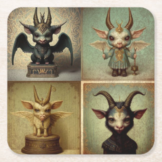 Posavasos personalizados originales Baphomet.  Rechteckiger Pappuntersetzer