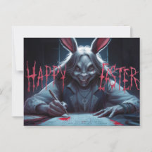 Poscards Happy Easter Dame Kaninchen 04